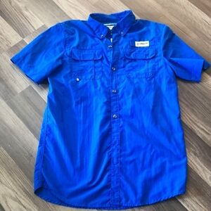 Magellan Outdoors Fish Gear Short Sleeve Shirt Royal Blue  Size Large Unisex